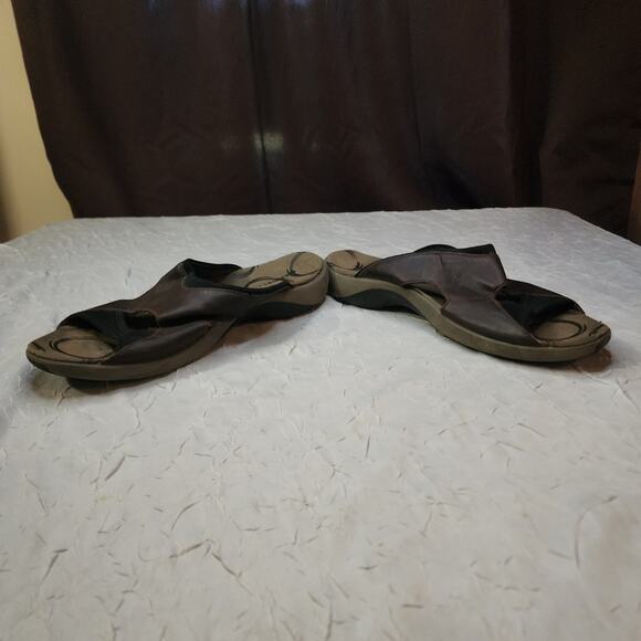 Merrell Womens Palmetto Brown Leather Slide Sandals Size 11 Cushioned Bohemian - Picture 3 of 7